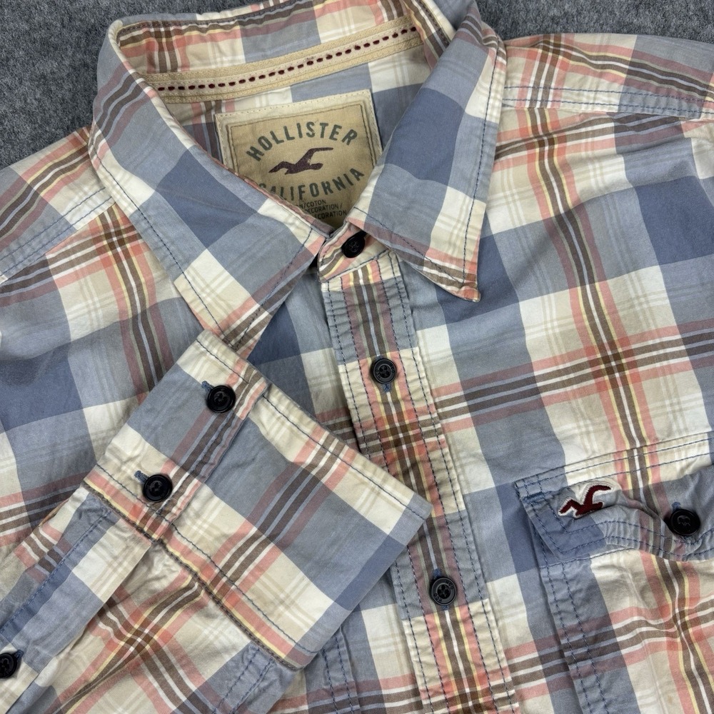 Hollister Plaid Button Up Shirt Mens XL Long Sleeve Casual Cotton Preppy Y2K